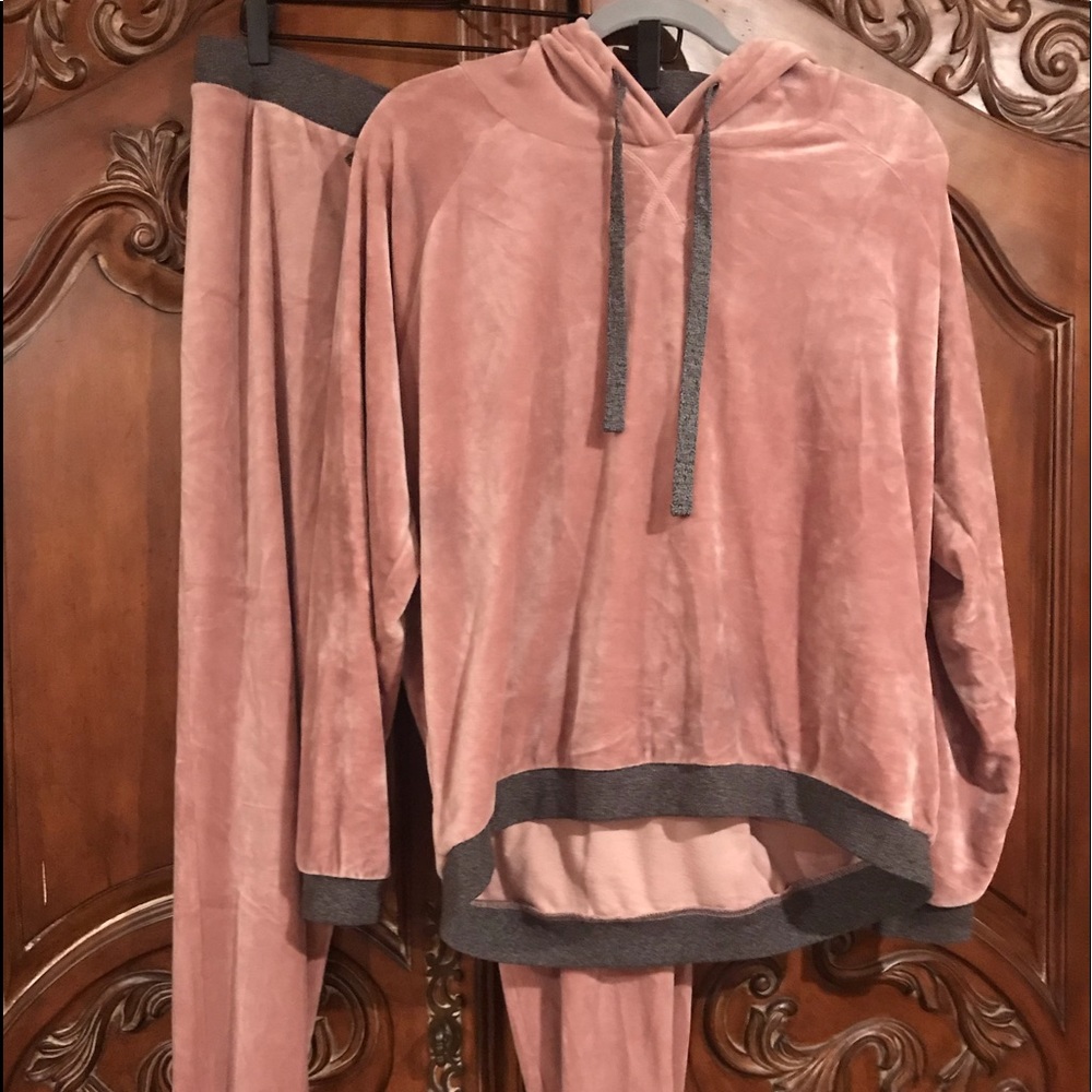 Dusty Rose Velvet and Grey Lounge Jogger Sz XL/L